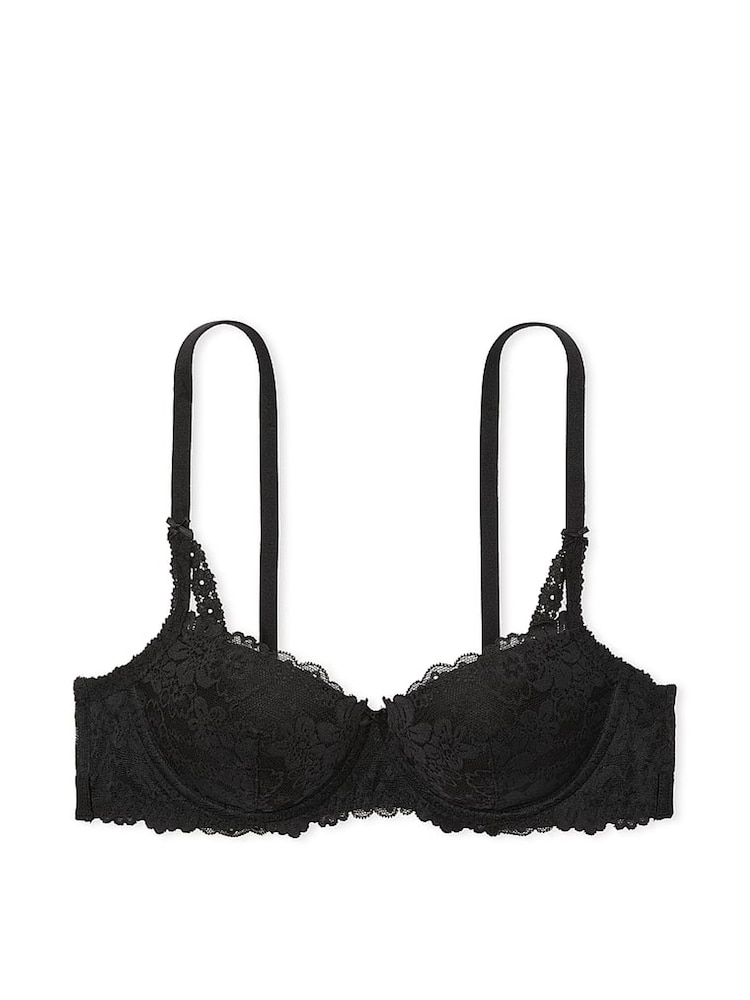 Victoria's Secret PINK Black Floral Lace Lightly Lined Balcony Bra - Image 3 of 3 Victoria's Secret PINK Black Floral Lace Lightly Lined Balcony Bra - Image 3 of 3