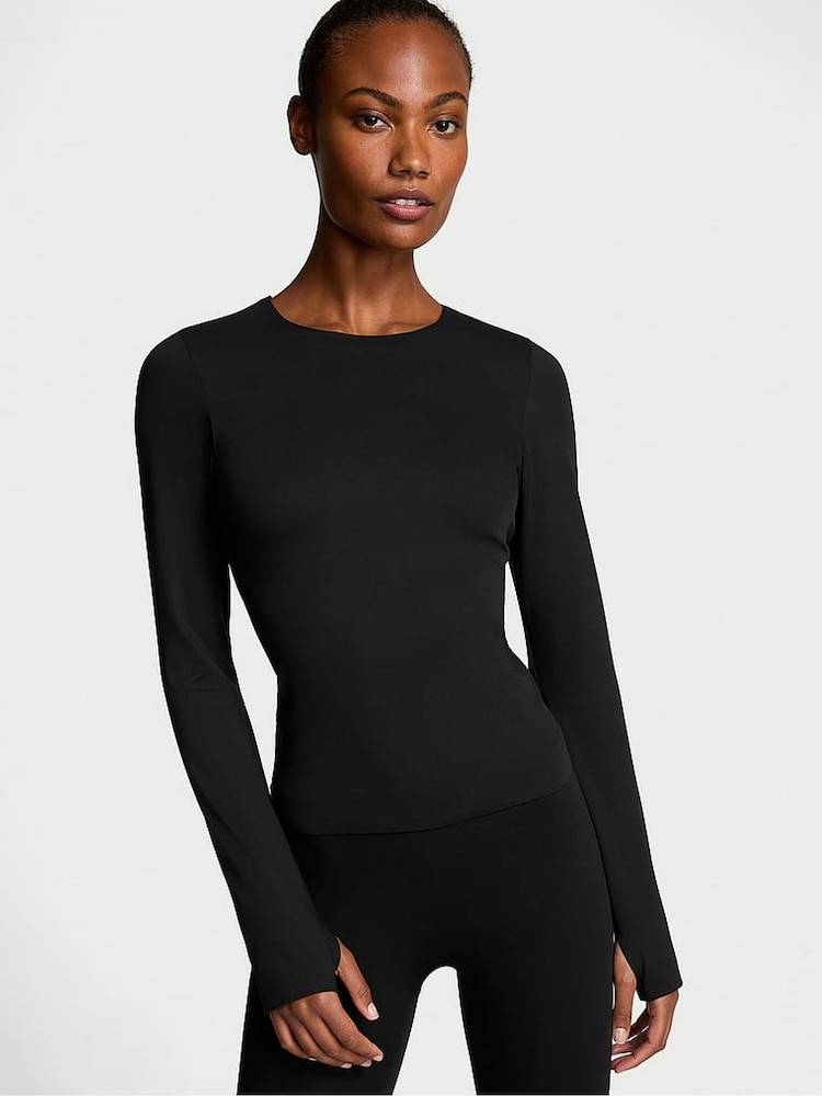 Victoria's Secret Black Elevate™ Long Sleeve T-Shirt - Image 1 of 4