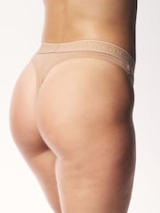 Victoria's Secret Black/Nude/White/Grey Thong Logo 4 Pack Knickers - Image 4 of 5