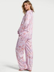 Victoria's Secret Purple Floral Satin Long Pyjamas Set - Image 2 of 3