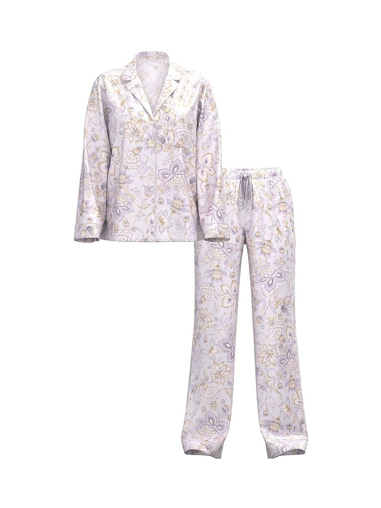 Victoria's Secret Purple Floral Satin Long Pyjamas Set - Image 3 of 3 Victoria's Secret Purple Floral Satin Long Pyjamas Set - Image 3 of 3