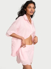 Victoria's Secret Angel Pink Eyelet Cotton Modal Long Pyjamas Set - Image 1 of 3