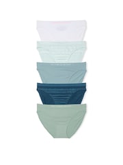 Victoria's Secret White/Green/Blue Bikini 5 Pack Knickers - Image 1 of 4