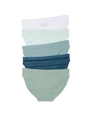 Victoria's Secret White/Green/Blue Bikini 5 Pack Knickers - Image 2 of 4