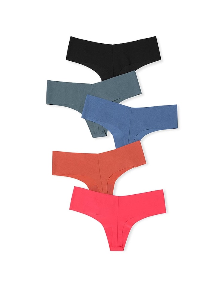 Victoria's Secret Black/Grey/Blue/Orange/Pink Thong 5 Pack Knickers - Image 2 of 2 Victoria's Secret Black/Grey/Blue/Orange/Pink Thong 5 Pack Knickers - Image 2 of 2
