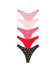 Victoria's Secret PINK Pink/Red/Black Thong 5 Pack Knickers - Image 1 of 3