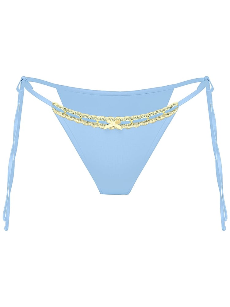 Victoria's Secret PINK Smooth Sailing Blue Tie Side Bikini Bottoms - Image 3 of 3 Victoria's Secret PINK Smooth Sailing Blue Tie Side Bikini Bottoms - Image 3 of 3