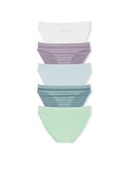 Victoria's Secret White/Purple/Blue/Green Bikini Knickers 5 Pack - Image 1 of 4