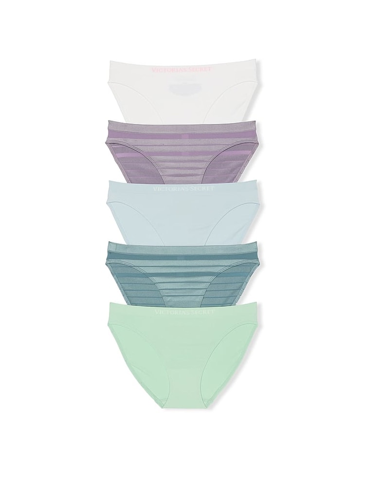 Victoria's Secret White/Purple/Blue/Green Bikini Knickers 5 Pack - Image 1 of 4