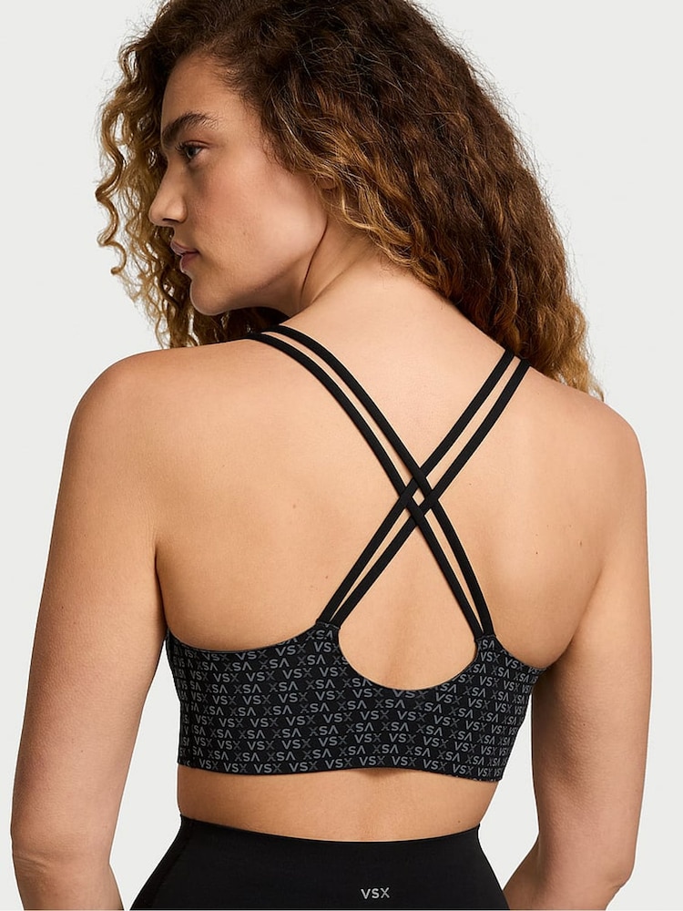 Victoria's Secret Black Logo Elevate™ Strappy Comfort Low Support Sports Bra - Image 2 of 4 Victoria's Secret Black Logo Elevate™ Strappy Comfort Low Support Sports Bra - Image 2 of 4