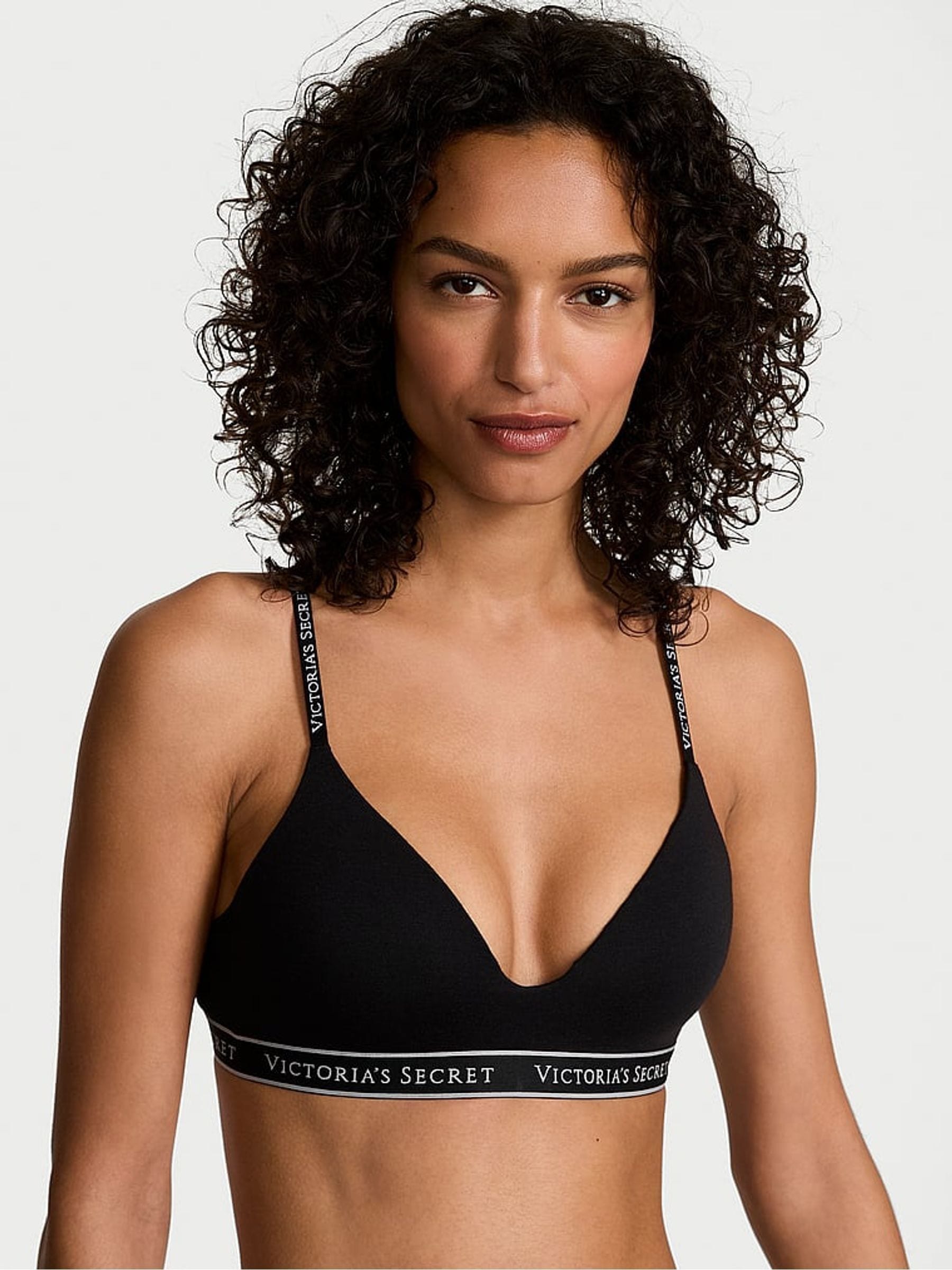 Victoria's Secret Black Non Wired Lightly Lined Cotton Logo Bra