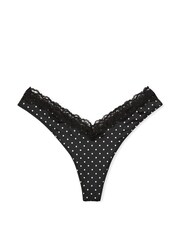 Victoria's Secret Black Dot Lace Trim Knickers - Image 3 of 3