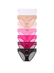 Victoria's Secret Pink/Nude/White/Black 7 Pack Dotted Mesh Knickers - Image 1 of 1