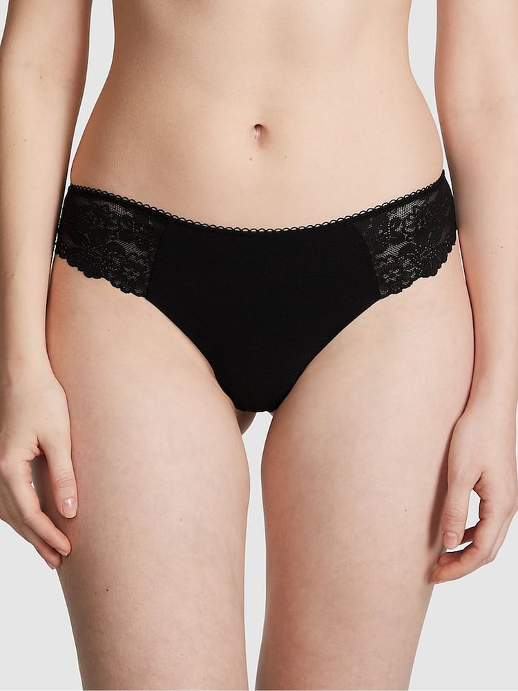 Victoria's Secret PINK Black No Show Lace Trim Knickers - Image 1 of 3 Victoria's Secret PINK Black No Show Lace Trim Knickers - Image 1 of 3