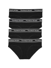 Victoria's Secret Black Hipster Logo 4 Pack Knickers - Image 1 of 6