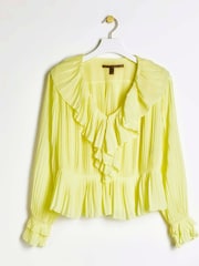 River Island Yellow Long Sleeve Pleated Blouse - Image 5 of 6