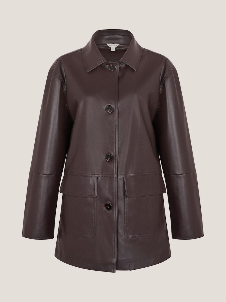 Monsoon Brown Paula Faux Leather Jacket - Image 5 of 5