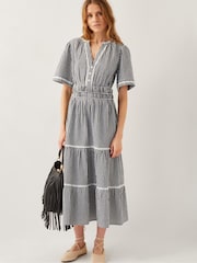 Monsoon Black 100% Cotton Gina Gingham Maxi Dress - Image 1 of 5