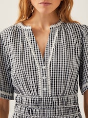Monsoon Black 100% Cotton Gina Gingham Maxi Dress - Image 3 of 5