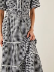 Monsoon Black 100% Cotton Gina Gingham Maxi Dress - Image 4 of 5