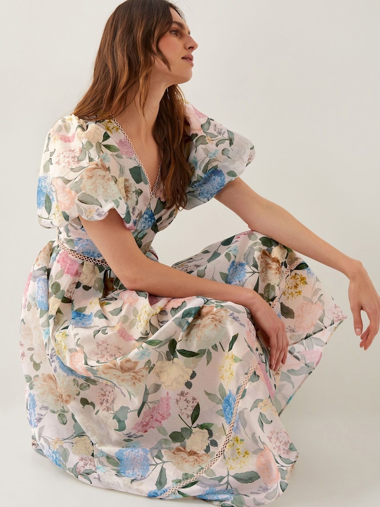 strapless midi a line dress Milla Women's Strapless Midi Dress With A Flower Print
