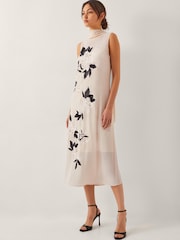 Monsoon Cream Ari Floral Embellished Midi Dress - Image 1 of 4