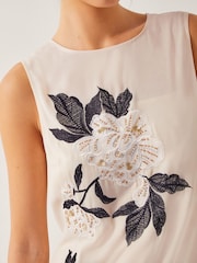 Monsoon Cream Ari Floral Embellished Midi Dress - Image 2 of 4