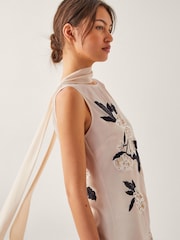 Monsoon Cream Ari Floral Embellished Midi Dress - Image 3 of 4