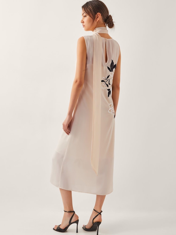 Monsoon Cream Ari Floral Embellished Midi Dress - Image 4 of 4