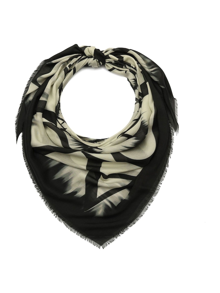 AllSaints White Tie Dye Text Large Square Scarf - Image 1 of 4