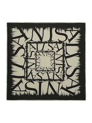 AllSaints White Tie Dye Text Large Square Scarf - Image 3 of 4