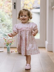 Emile Et Rose Pink	All Over Print Dress With Gathered Frill Yoke - Image 1 of 4