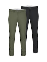 JACK & JONES Black Chino Trousers 2 Pack - Image 1 of 7
