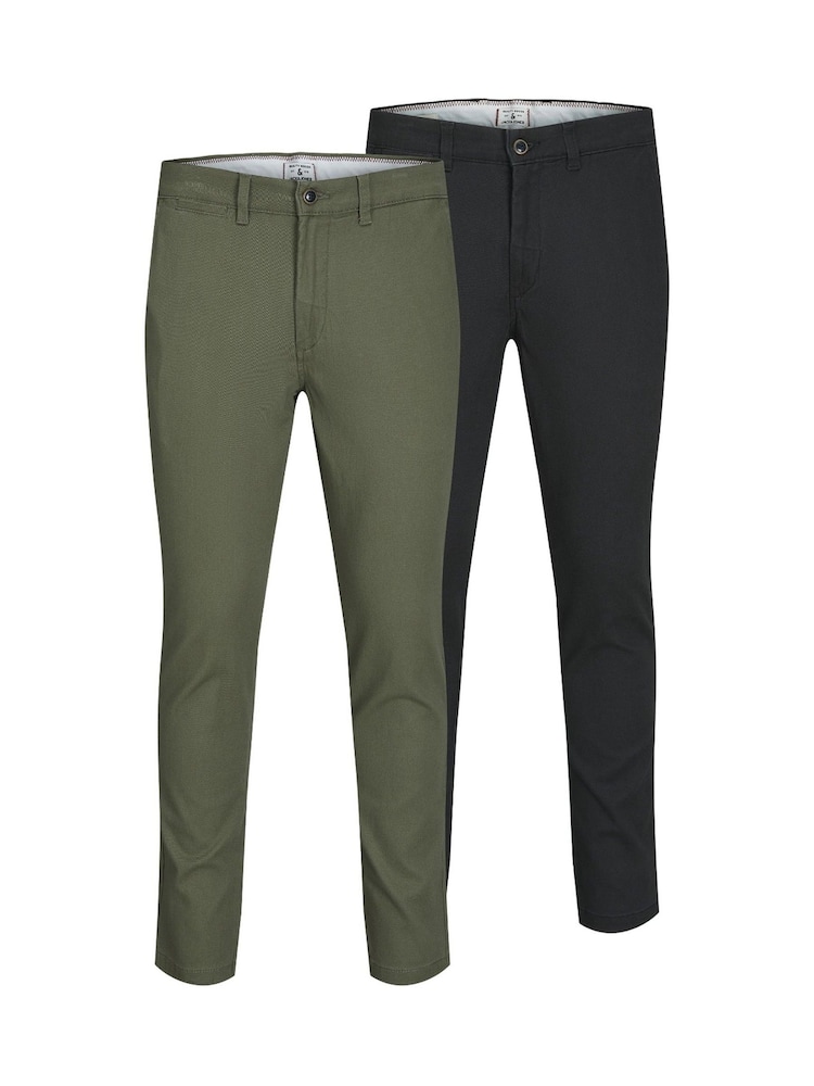 JACK & JONES Black Chino Trousers 2 Pack - Image 1 of 7
