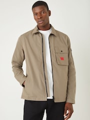 HUGO Grey Cotton Zip-Up Overshirt - Image 4 of 5
