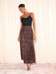 Friends Like These Brown Sequin Maxi Skirt - Image 3 of 4