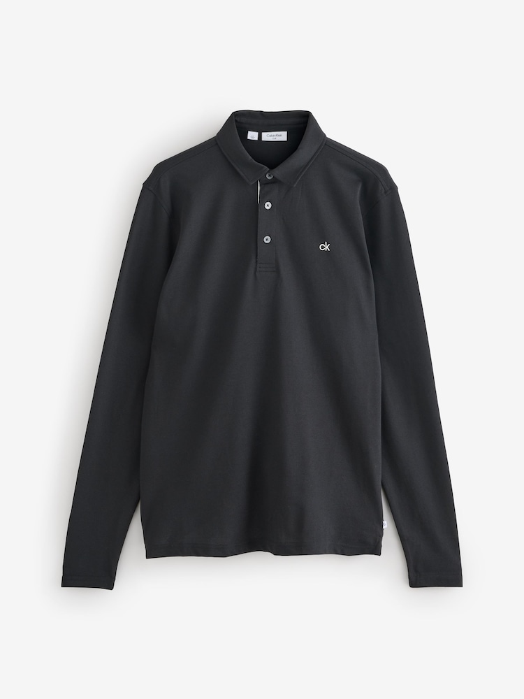 أسود - قميص بولو بكم طويل Bayard من Calvin Klein Golf - صورة 3 من 3