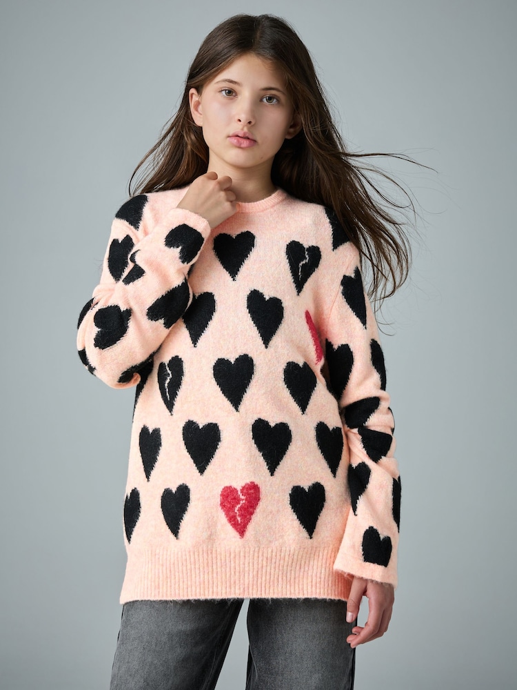 smALLSAINTS Pink Amore Heart Knitted Jumper - Image 1 of 8