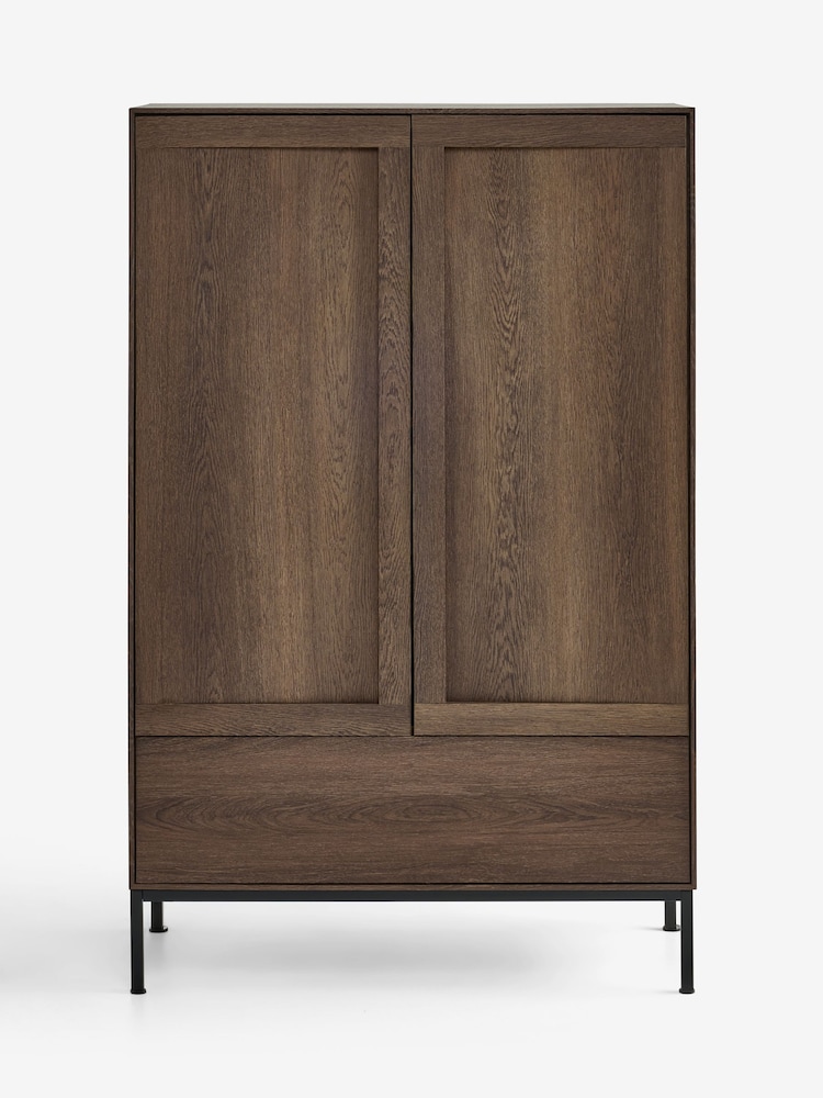 Dark Natural Oswin Oak Effect Tall Sideboard - Image 1 of 5 Dark Natural Oswin Oak Effect Tall Sideboard - Image 1 of 5