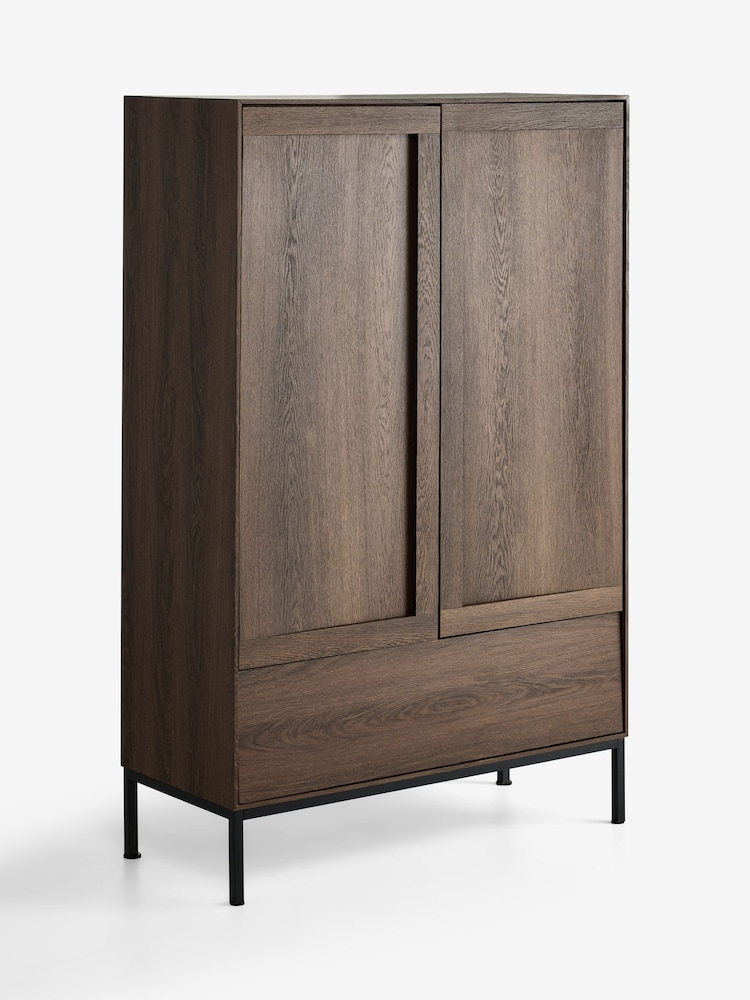 Dark Natural Oswin Oak Effect Tall Sideboard - Image 2 of 5 Dark Natural Oswin Oak Effect Tall Sideboard - Image 2 of 5