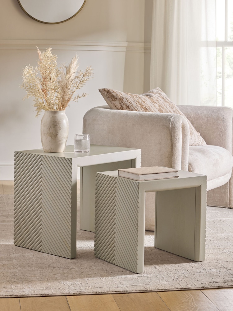 Light Valencia Mango Wood Set of 2 Nest of Tables - Image 1 of 6