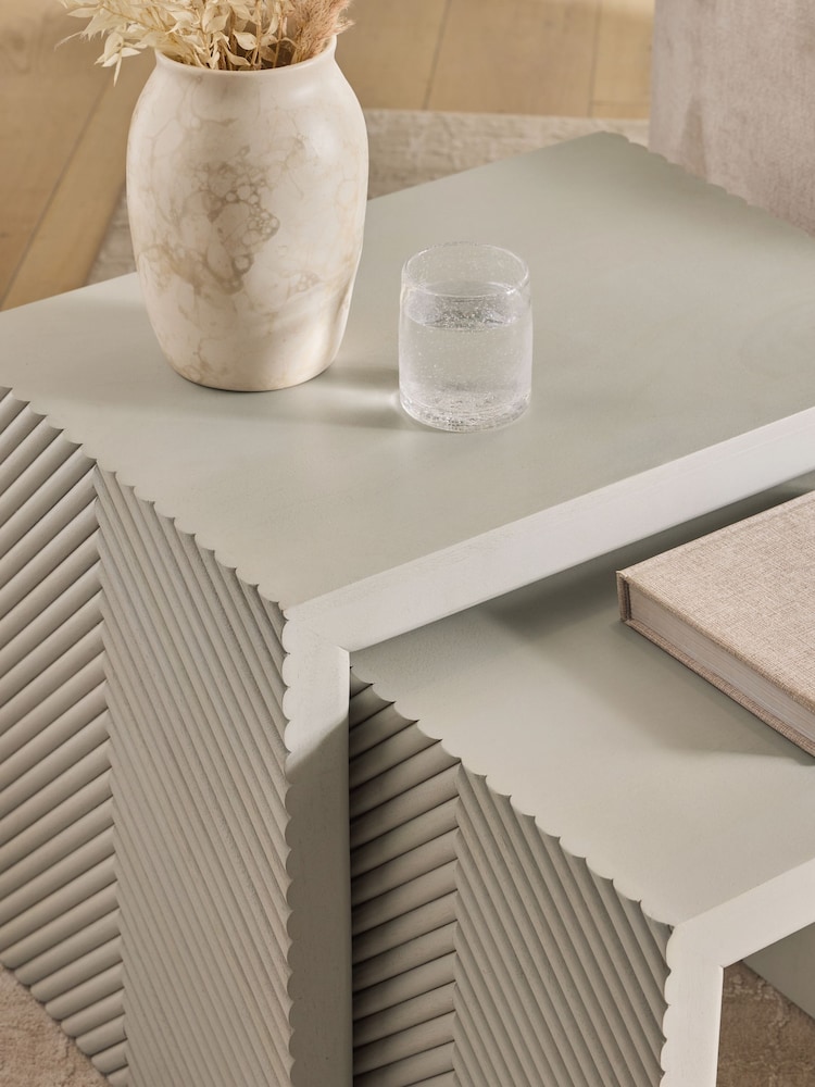 Light Valencia Mango Wood Set of 2 Nest of Tables - Image 2 of 6