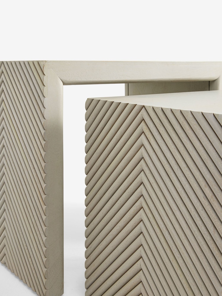 Light Valencia Mango Wood Set of 2 Nest of Tables - Image 6 of 6