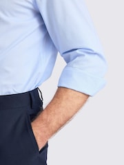 MOSS Blue Tailored Fit Prince of Wales Check Non Iron 100% Cotton Shirt - Image 2 of 2