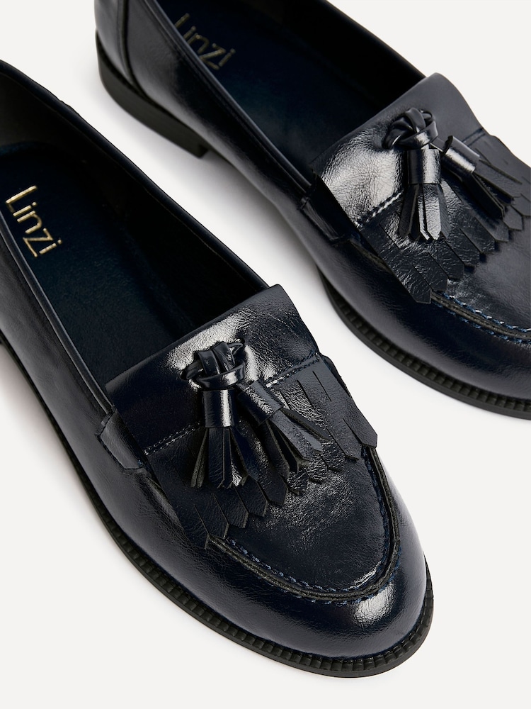 Linzi Blue Rosemary Classic Slip-On Loafers With Tassel Detail - Image 5 of 5