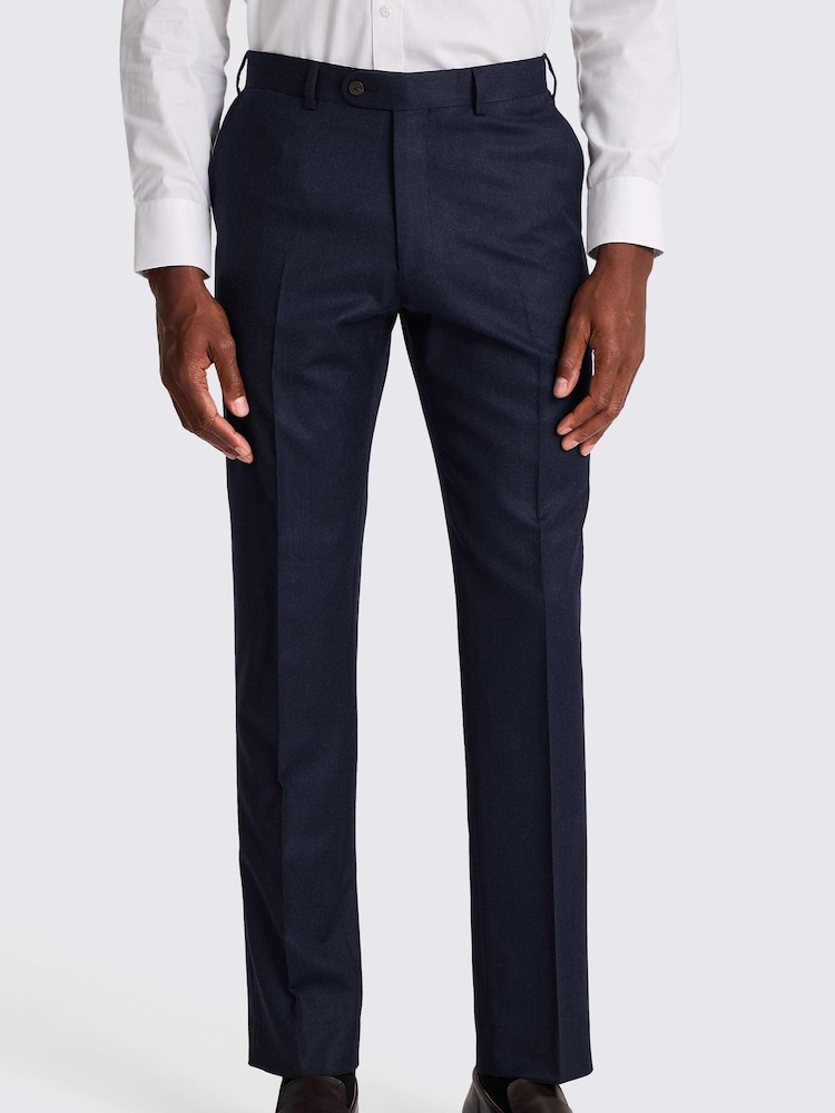 MOSS Blue Tailored Fit Italian Plain Trousers - Image 1 of 3