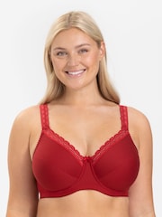 Miss Mary of Sweden Red Cotton Comfort Underwired Bra - Image 1 of 3