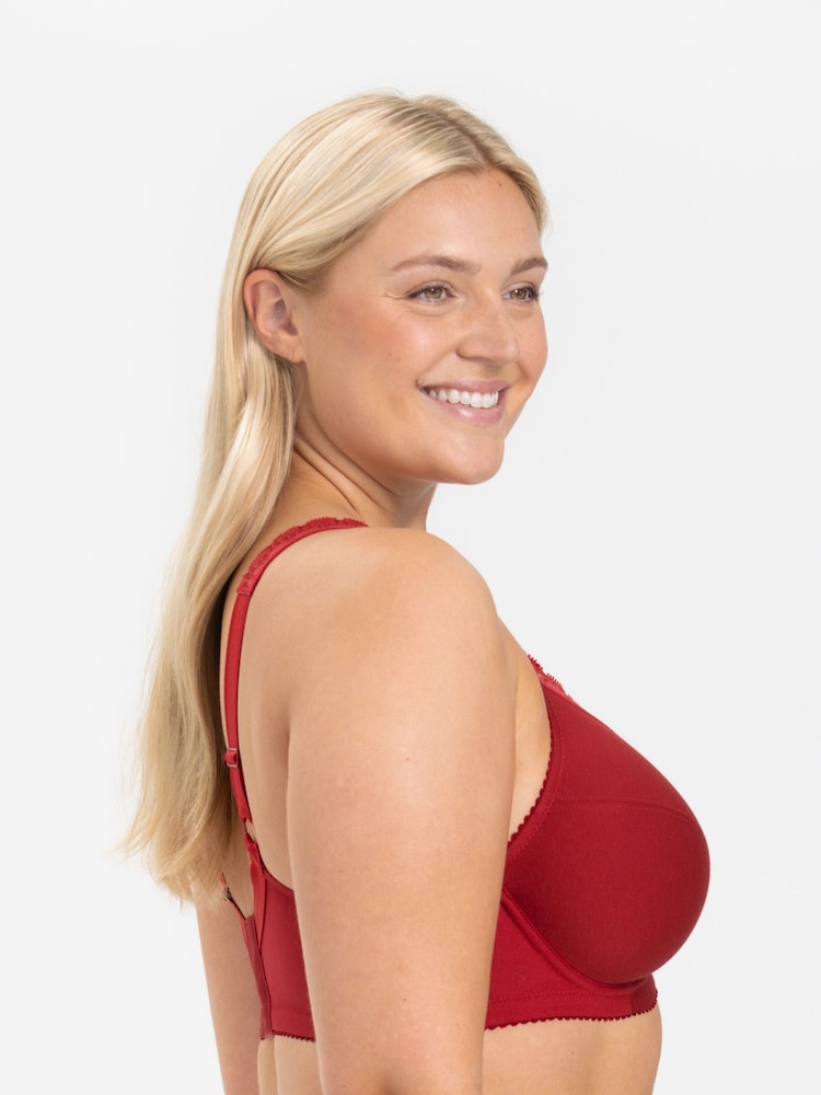 Miss Mary of Sweden Red Cotton Comfort Underwired Bra - Image 2 of 3 Miss Mary of Sweden Red Cotton Comfort Underwired Bra - Image 2 of 3