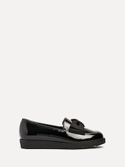 Linzi Black Wide Fit Violetta Classic Slip-On Loafers With Fabric Bow Detail - Image 3 of 6