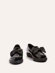Linzi Black Wide Fit Violetta Classic Slip-On Loafers With Fabric Bow Detail - Image 4 of 6